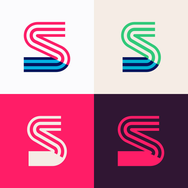 S字母标志套重叠线条图片下载