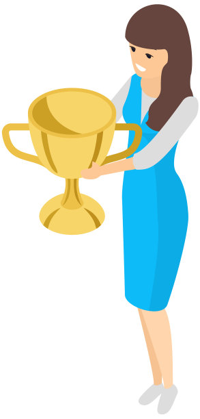 商业女性性格捧金杯图片下载