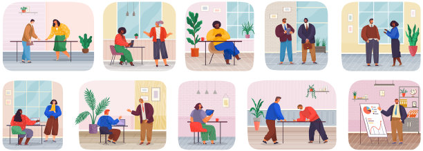 一套关于办公室工作的人图片下载