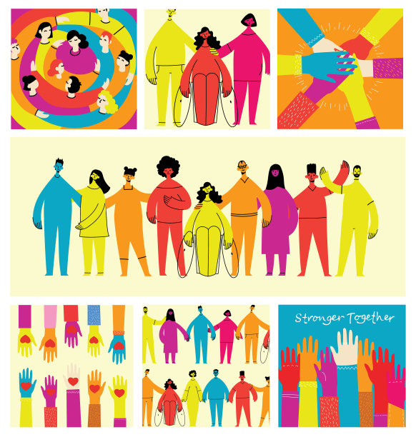 有快乐多样拥抱的人的背景图片下载