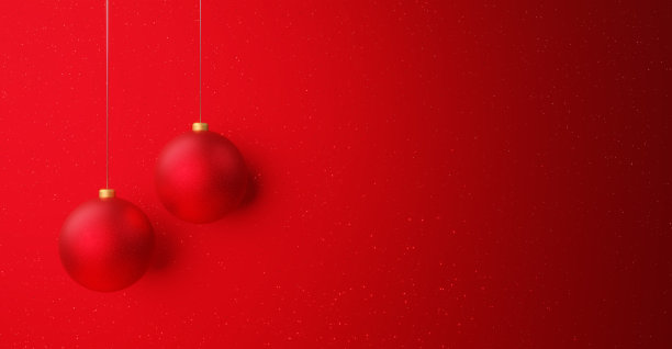 红色闪光背景上的圣诞球图像。3 d演示。图片下载
