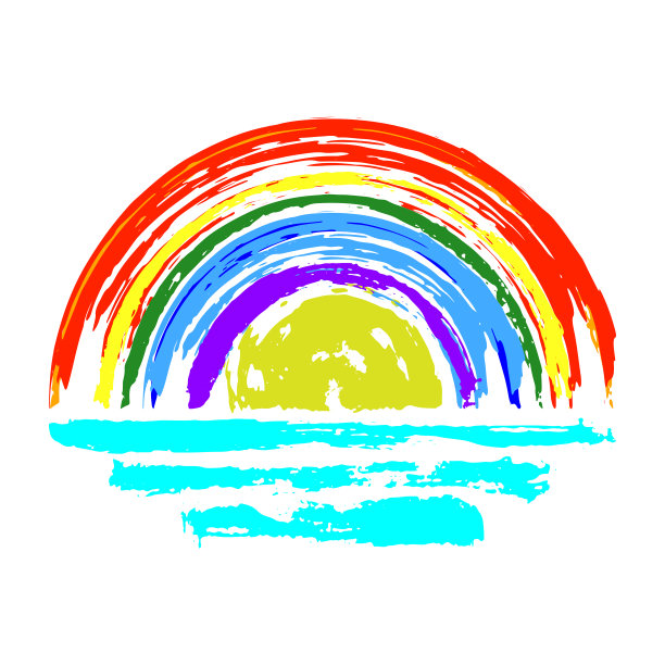 彩虹图标。颜色的墨水画。前视图。矢量简单的平面图形插图。孤立的物体在白色背景上。隔离。纹理。图片下载