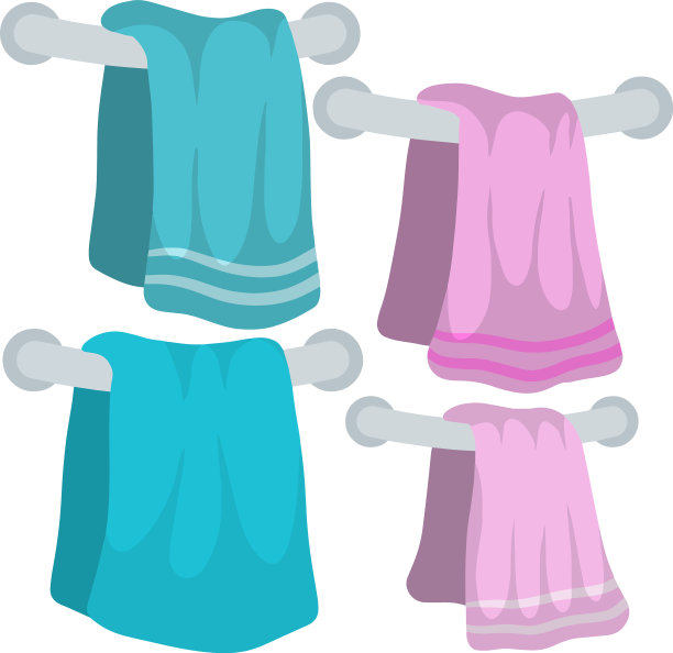 一套粉红色和蓝色的毛巾持有人图片下载