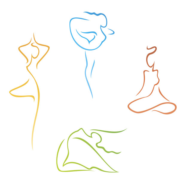 一套美丽的剪影女人。瑜伽。图片下载