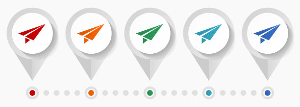 纸飞机，飞行，飞行，飞机概念矢量图标，信息图形模板易于编辑，一套丰富多彩的平面设计指针，用于网页设计和移动应用程序图片下载