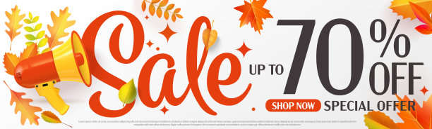 促销高达七折特别优惠秋季横幅图片下载