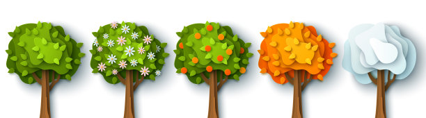 四季树剪纸图片下载