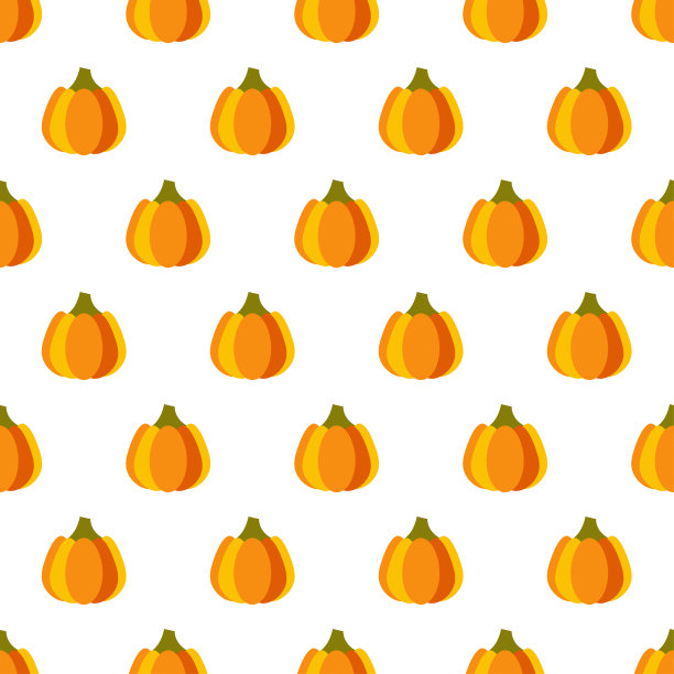 南瓜无缝模式。彩色南瓜孤立在白色背景。感恩节的背景。秋天的南瓜图案。设计印刷包装纸，织物，墙纸。矢量图图片下载