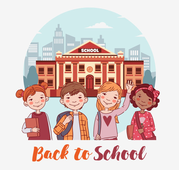 可爱的男孩和女孩拿着书。回到向量的概念图片下载