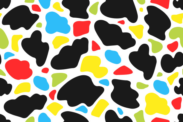 抽象随机形状无缝图案。牛皮斑马长颈鹿。图片下载