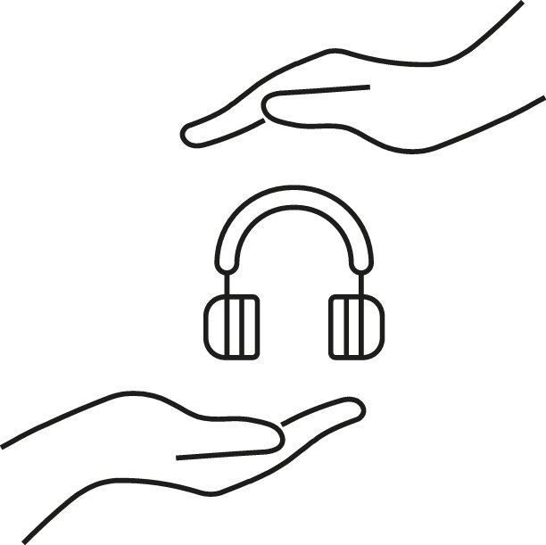 礼物、慈善、奉献理念。轮廓单色符号绘制在平面风格。适用于文章、广告、书籍等。线图标的耳机之间展开的双手图片下载