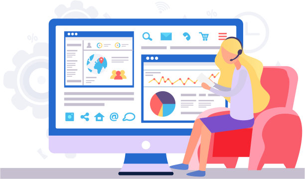 女人正在处理数据和商业统计。戴着耳机的女孩正在看短信图片下载