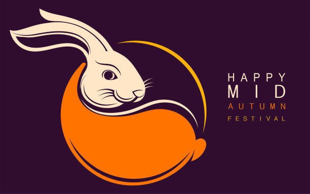中秋节兔和月亮，月饼，花，中国灯笼与金剪纸风格的颜色背景。(中文译名:中秋节)图片下载