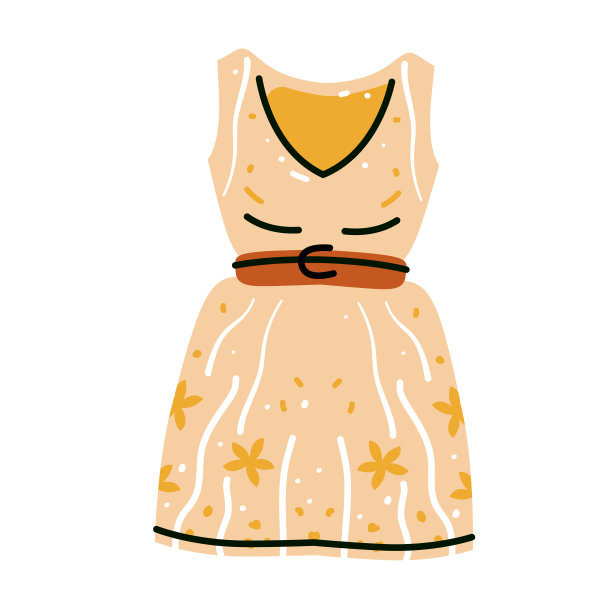 小巧可爱的女装。卡通风格无袖连衣裙矢量图标孤立图片下载