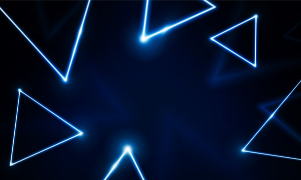 抽象钥匙门打开发光技术和霓虹灯三角形。高科通信理念创新背景，矢量设计图片下载