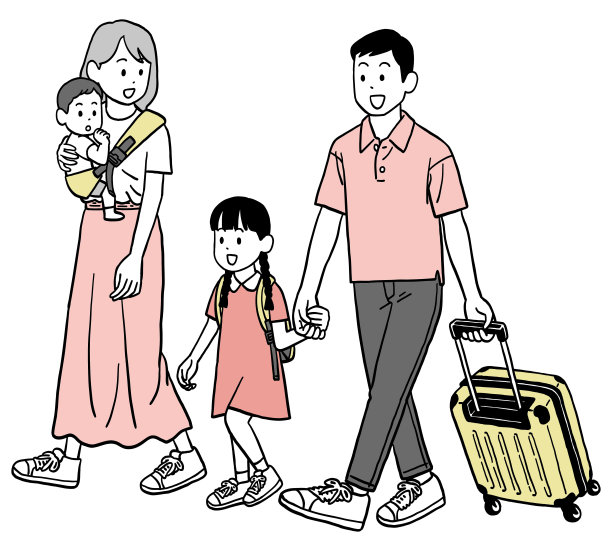 一个年轻的家庭正在进行家庭旅行图片下载