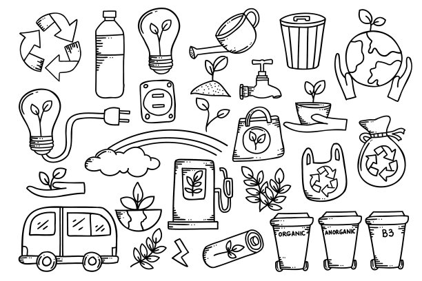 替代能源生态概念涂鸦设计图片下载