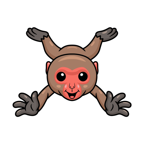 可爱的日本小猕猴卡通跳跃图片下载