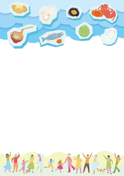 冬天北海道之旅的美食框架材料图片下载