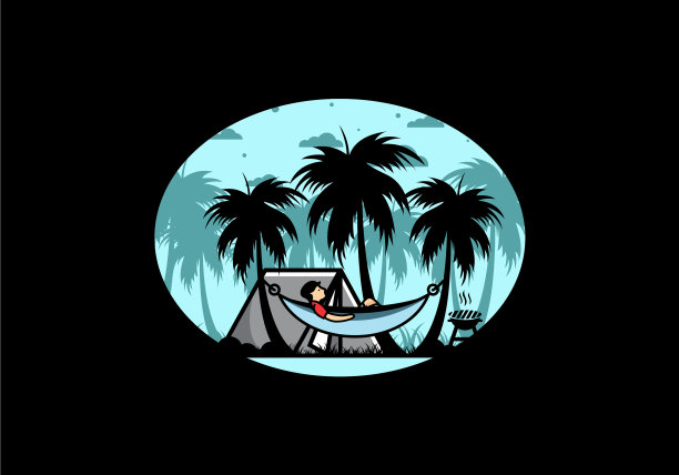 有椰子树的帐篷和吊床图片下载