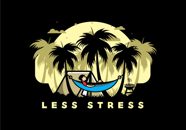 有椰子树的帐篷和吊床图片下载