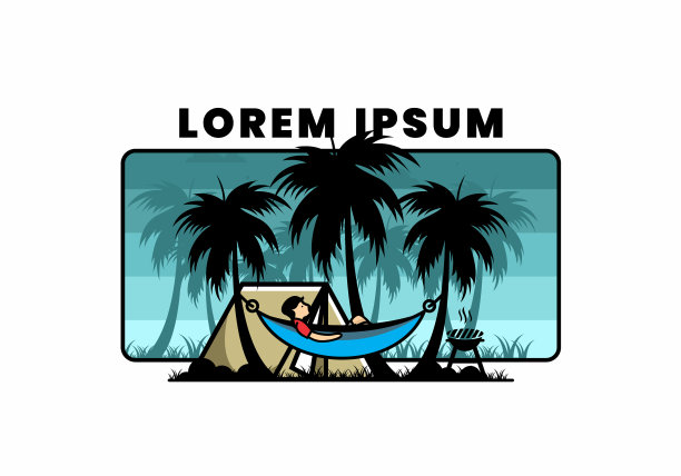 有椰子树的帐篷和吊床图片下载