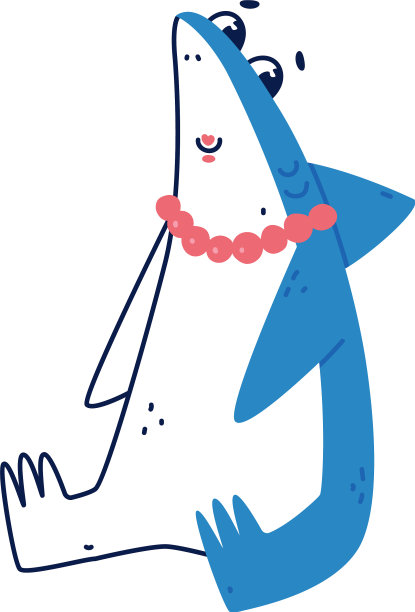 可爱的蓝色鲨鱼作为海洋动物戴珠图片下载