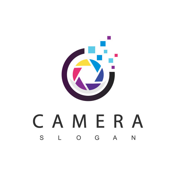 摄影标志使用镜头和像素图标图片下载