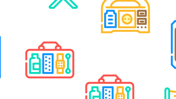 露营远足工具和小工具图标集图片下载