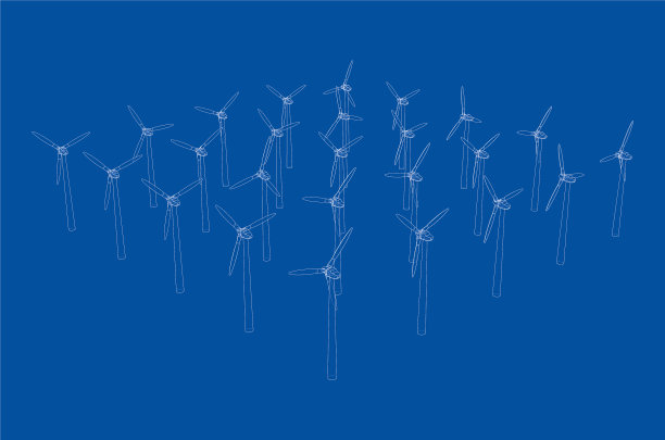 风力涡轮机的3d渲染图片下载