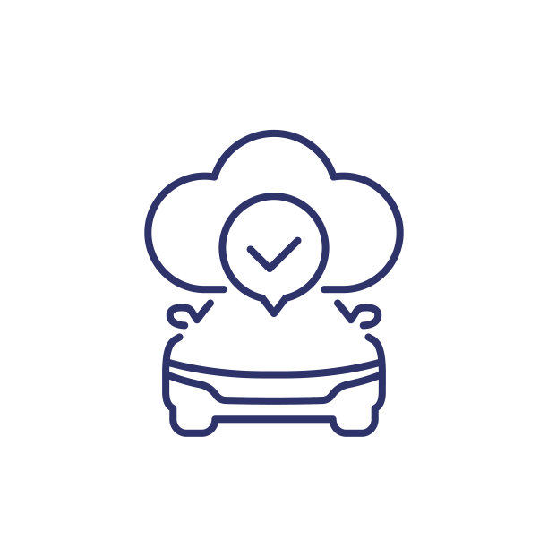 云解决方案的运输车辆线路图标图片下载