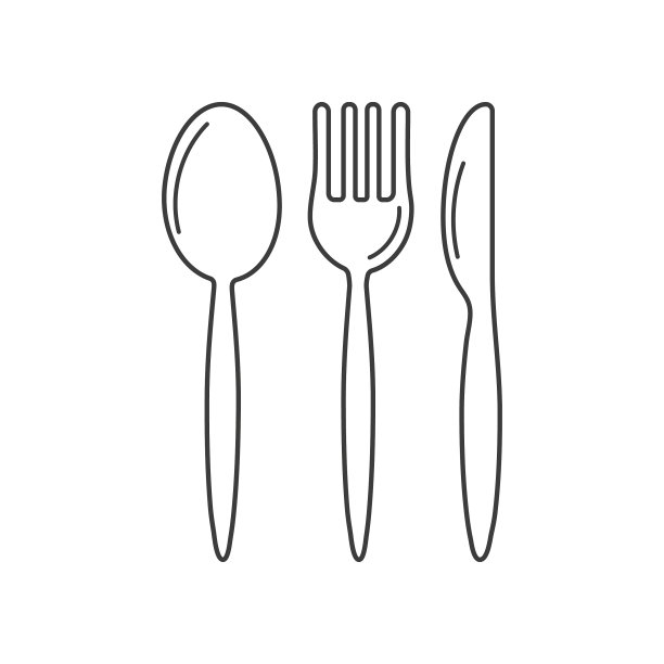 勺子，叉子和刀图标设置餐具线图片下载