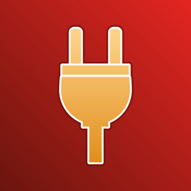 插座标志黄金梯度图标与轮廓图片下载