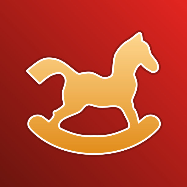 马玩具标志黄金梯度图标与轮廓图片下载