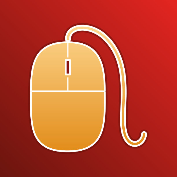 鼠标标志与轮廓上的金色渐变图标图片下载