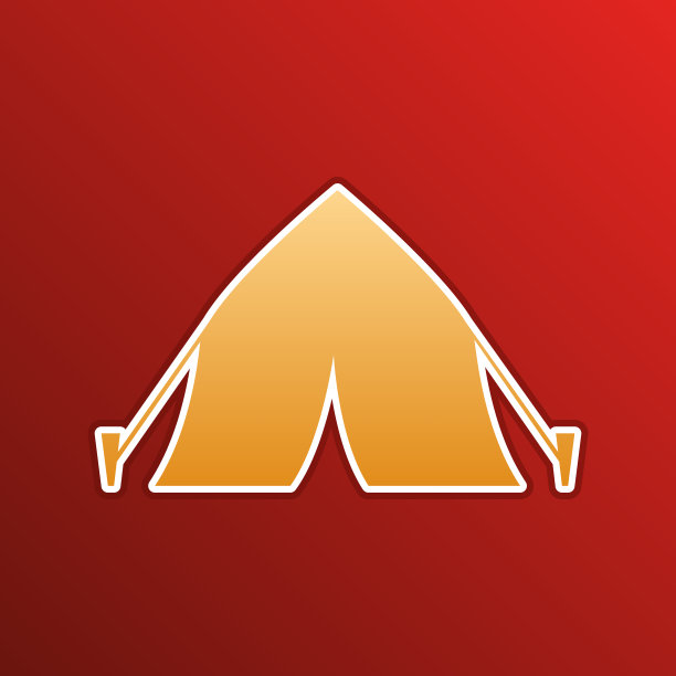 旅游帐篷标志的金色渐变图标图片下载