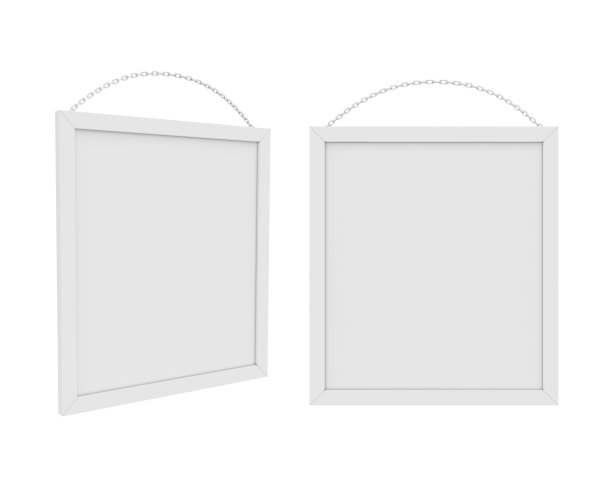 白色背景上链隔离白板，3D渲染图片下载