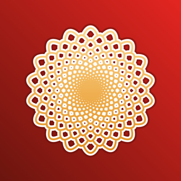 线性曼荼罗符号金色渐变图标图片下载