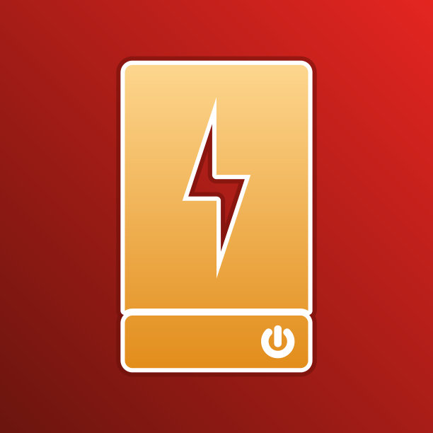 充电宝电池标志的金色渐变图标图片下载