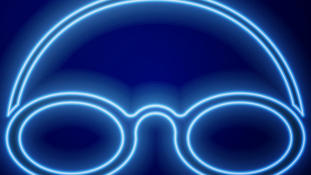 发光的霓虹灯眼镜和帽子游泳图标图片下载