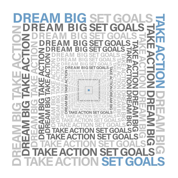 梦想大的设定目标采取行动字云在白色的背景图片下载