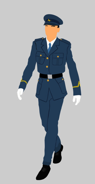 优雅的飞行员穿着制服行走图片下载