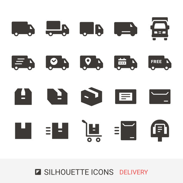 电商网站图标，购物指南，配送，轮廓图标图片下载