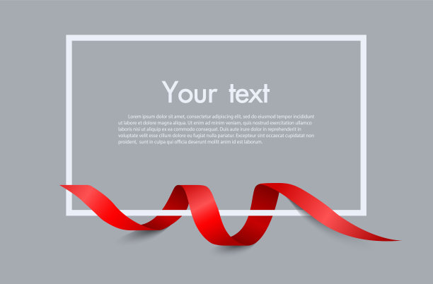 红色丝带模板元素的框架和边框图片下载