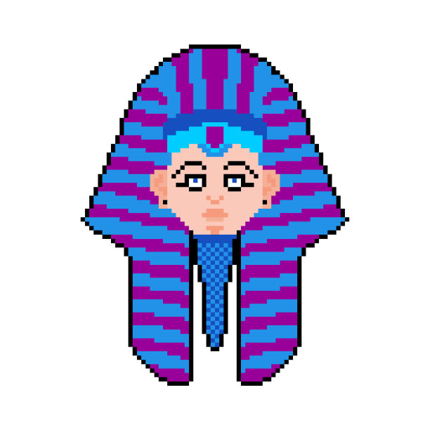 法老像素艺术8位古埃及统治者图片下载