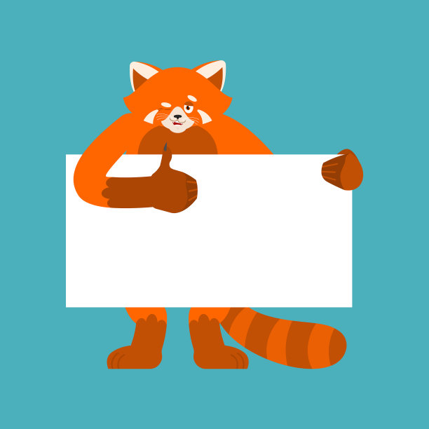 小熊猫举着旗子空白野生动物和图片下载