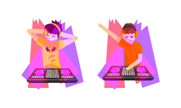 播放录制音乐的俱乐部音乐节目主持人或DJ图片下载