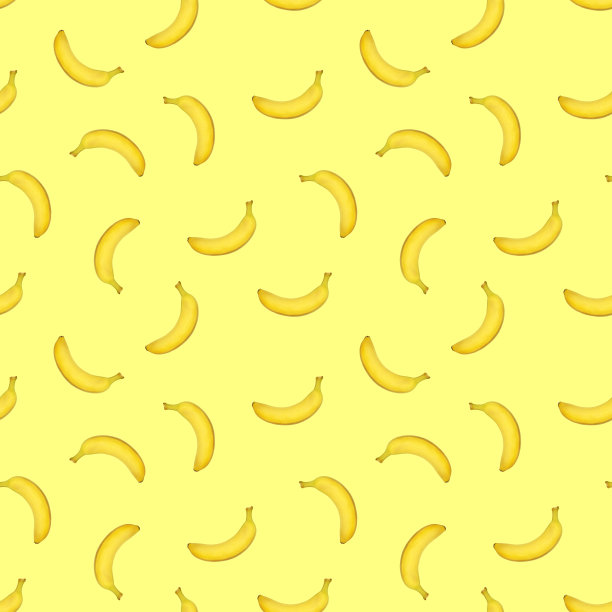 黄色背景上的香蕉图案。用于织物、纺织品、包装、封面等夏季印花图片下载