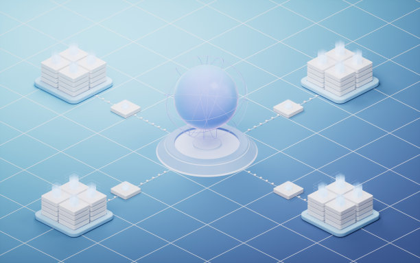 卡通行星球体与数据服务器，3d渲染。图片下载