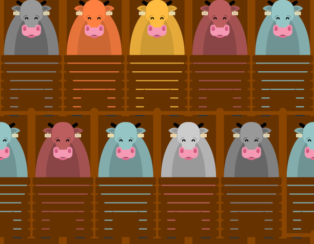 牲口棚里的奶牛纹路无缝，农场里的奶牛纹路无缝图片下载